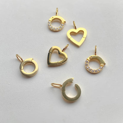 Modessie Stainless Steel Round Zirconia Heart Shape Mirror Polished Clasp for DIY Necklaces Bracelet Making