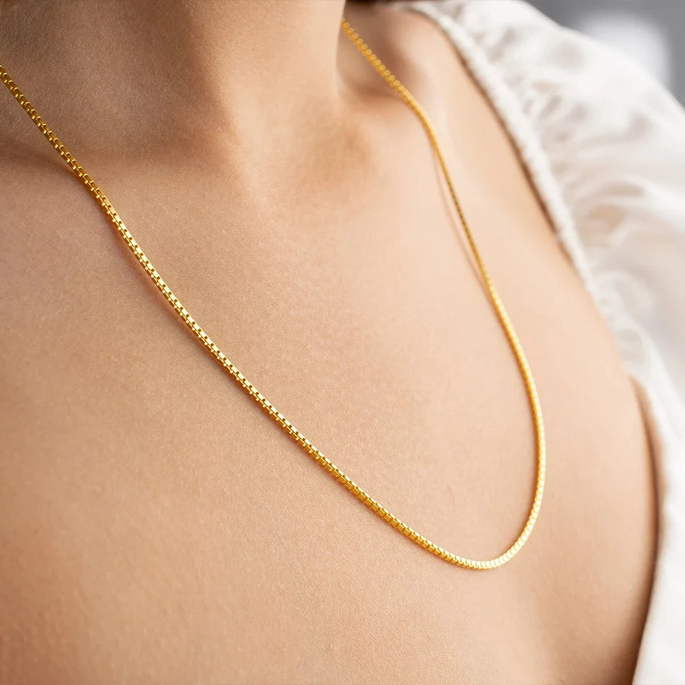 Modessie Men's Box Chain Necklace Stainless Steel Upgrade Lobster Clasp Adjustable Simple Short Accessories