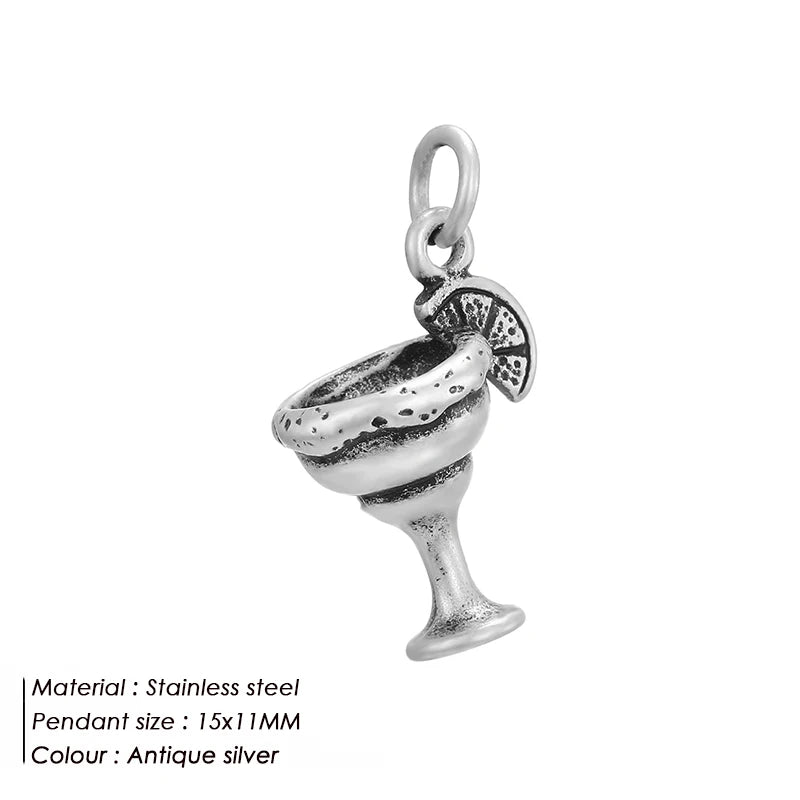 Modessie Fashion Boutique Jewelry Couple Silver Plated Small Pendant Simple Design Stainless Steel Accessories