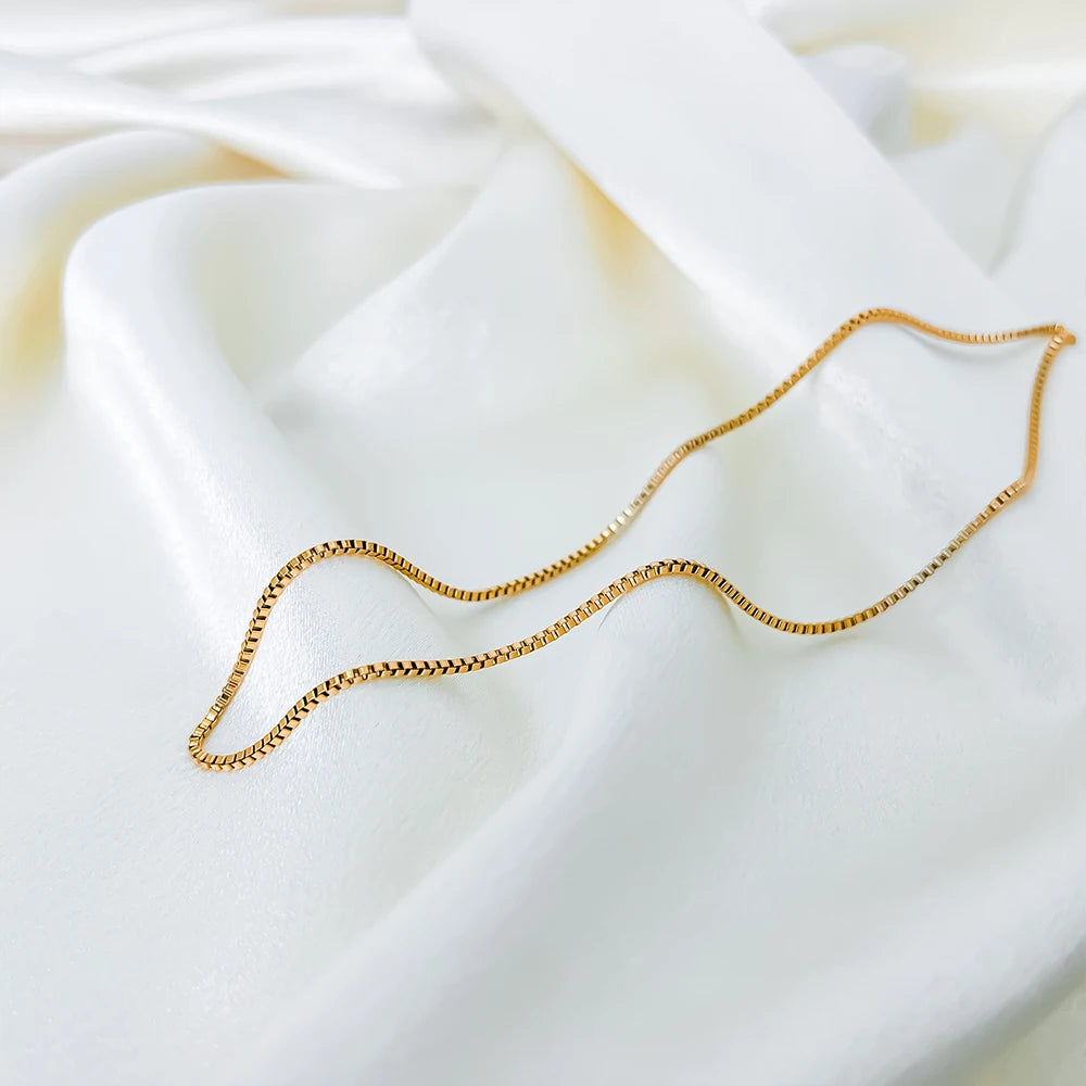 Modessie Men's Box Chain Necklace Stainless Steel Upgrade Lobster Clasp Adjustable Simple Short Accessories