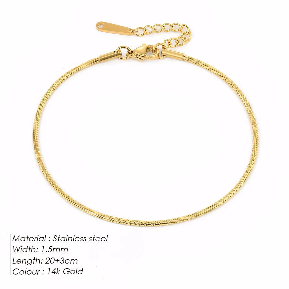 Modessie Snake Chain Anklet Stainless Steel  Adjustable Chain Ankle Gifts for Women Girls Jewelry Accessories