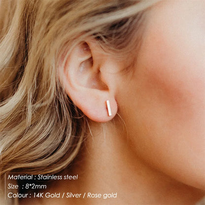 Modessie Trendy Small Geometric Stud Earrings for Women Cool Tiny Stainless Steel Square Earrings Fashion Jewelry