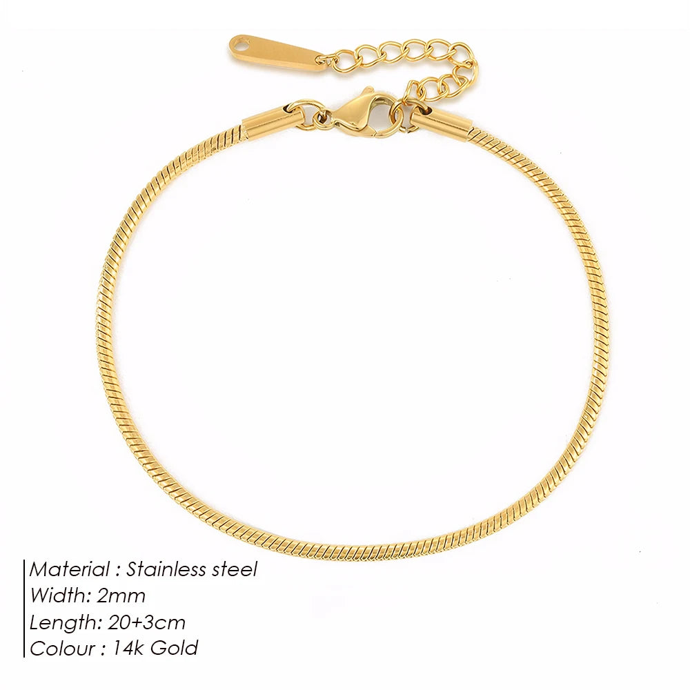 Modessie Snake Chain Anklet Stainless Steel  Adjustable Chain Ankle Gifts for Women Girls Jewelry Accessories