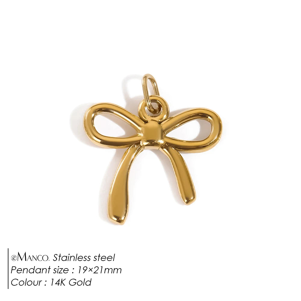Modessie Stainless Steel Bow Charm Pendant for DIY Handmade Necklaces, Bracelets and Jewelry Making