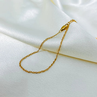 Modessie High Quality Gold-Plated Stainless Steel Fine Chain Anklet Adjustable Classic Upgrade Lobster Buckle Jewelry
