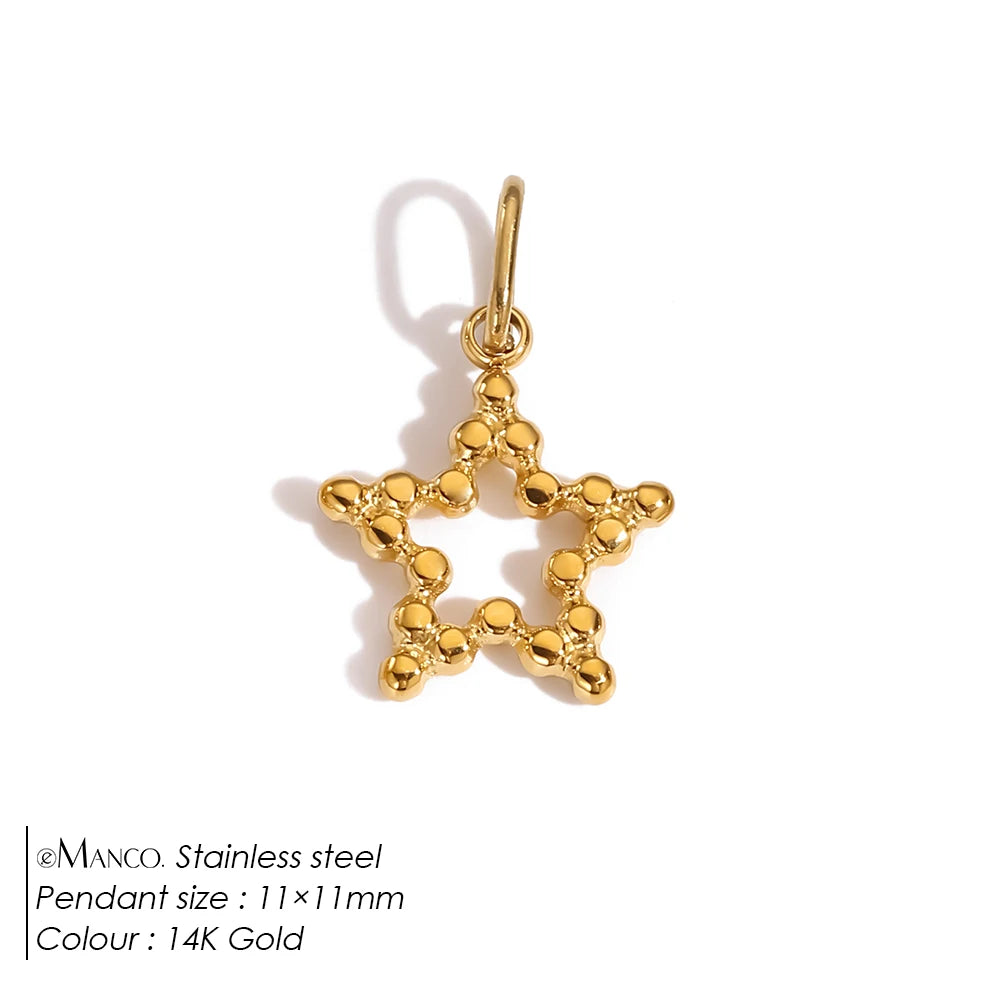Modessie Star Sun Pendant Charms for Earrings Necklace Making Supplies Stainless Steel Gold-Plated  Diy