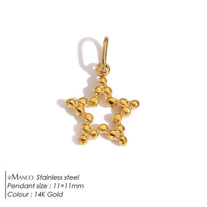 Modessie Star Sun Pendant Charms for Earrings Necklace Making Supplies Stainless Steel Gold-Plated  Diy