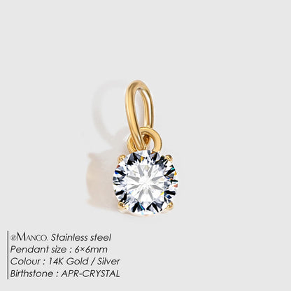 Modessie Stainless  Pendant Necklace Round Zircon Pendant Charms for Diy Necklace Bracelet Jewelry