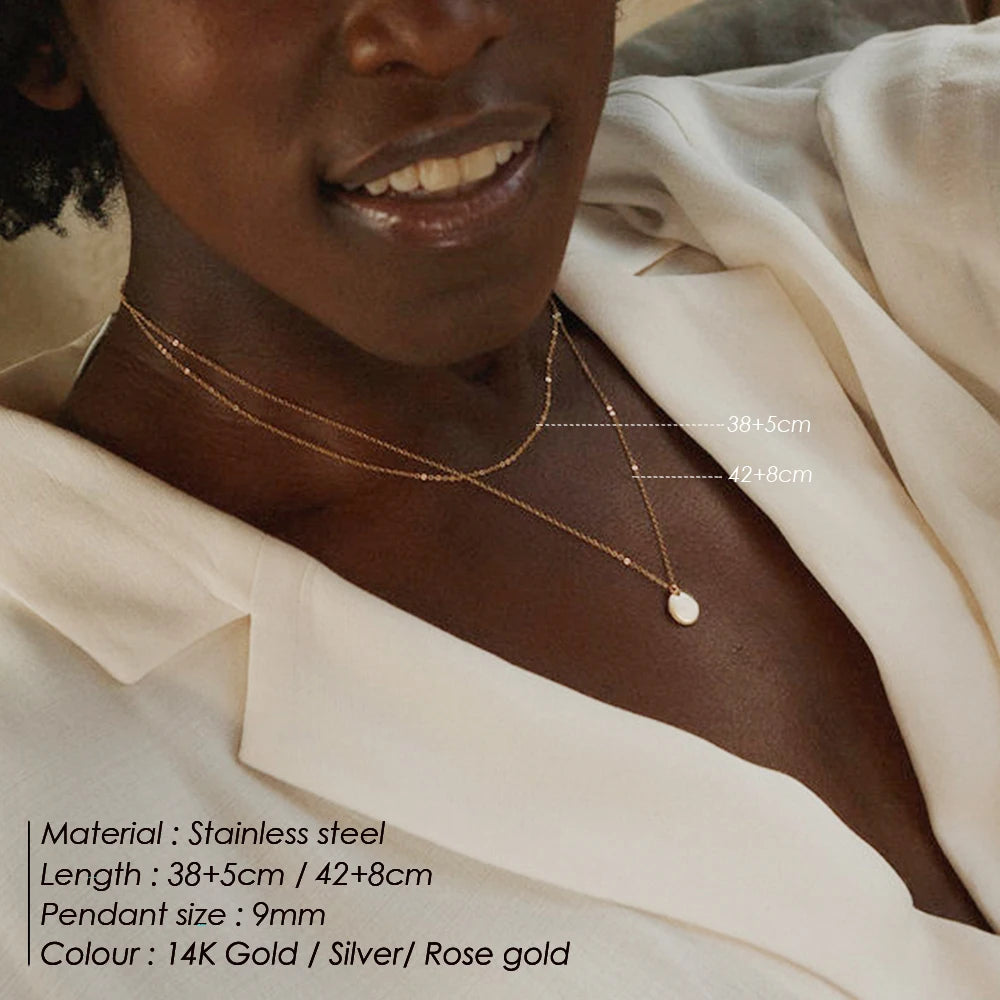 Modessie 3pcs Separated Stainless Steel Layered Necklace Women Pendant & Choker & Chain Necklace Set Fashion Jewelry