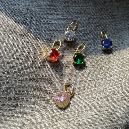 Modessie Stainless  Pendant Necklace Round Zircon Pendant Charms for Diy Necklace Bracelet Jewelry