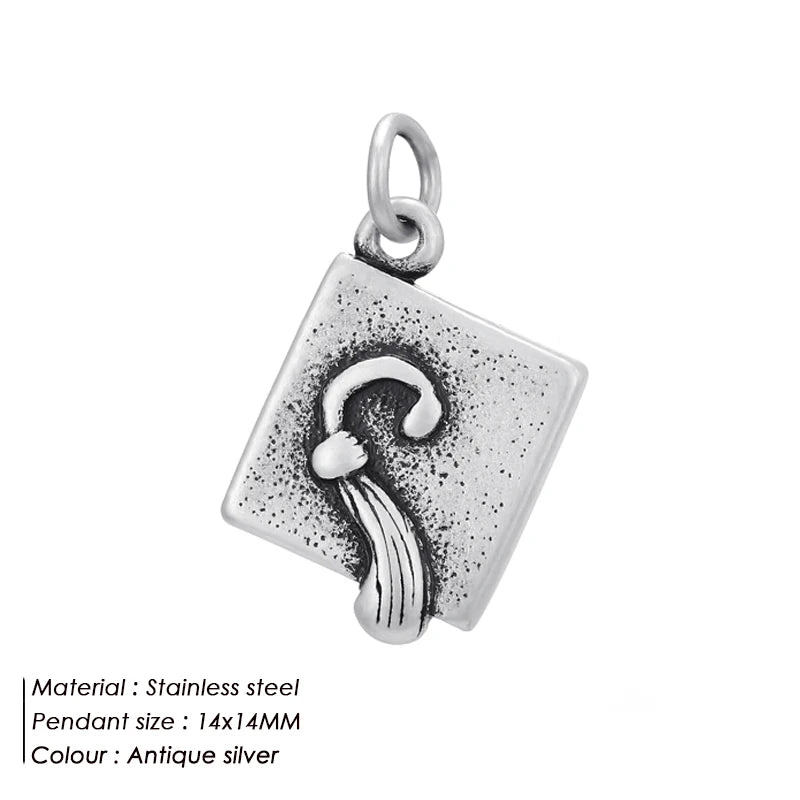 Modessie Fashion Boutique Jewelry Couple Silver Plated Small Pendant Simple Design Stainless Steel Accessories