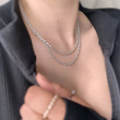 Modessie New Popular Silver Colour 2.4MM Sparkling Clavicle Chain Choker Necklace For Women Fine Jewelry