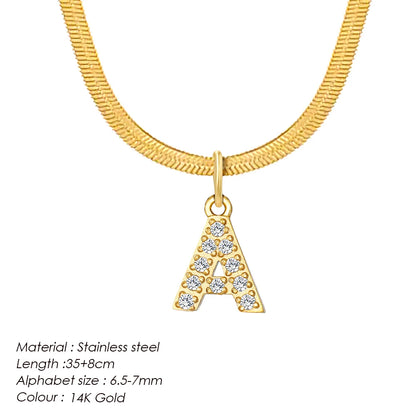 Modessie Stainless Steel Flat Snake Chain Initial Necklace Name Customized Choker Necklace Women's Jewelry