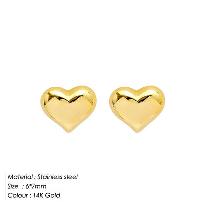 Modessie Golden Heart Earrings Set Stainless Steel Stud Piercing Earrings  Minimalist Style for Women's Jewelry