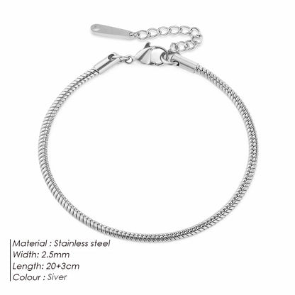 Modessie Snake Chain Anklet Stainless Steel  Adjustable Chain Ankle Gifts for Women Girls Jewelry Accessories