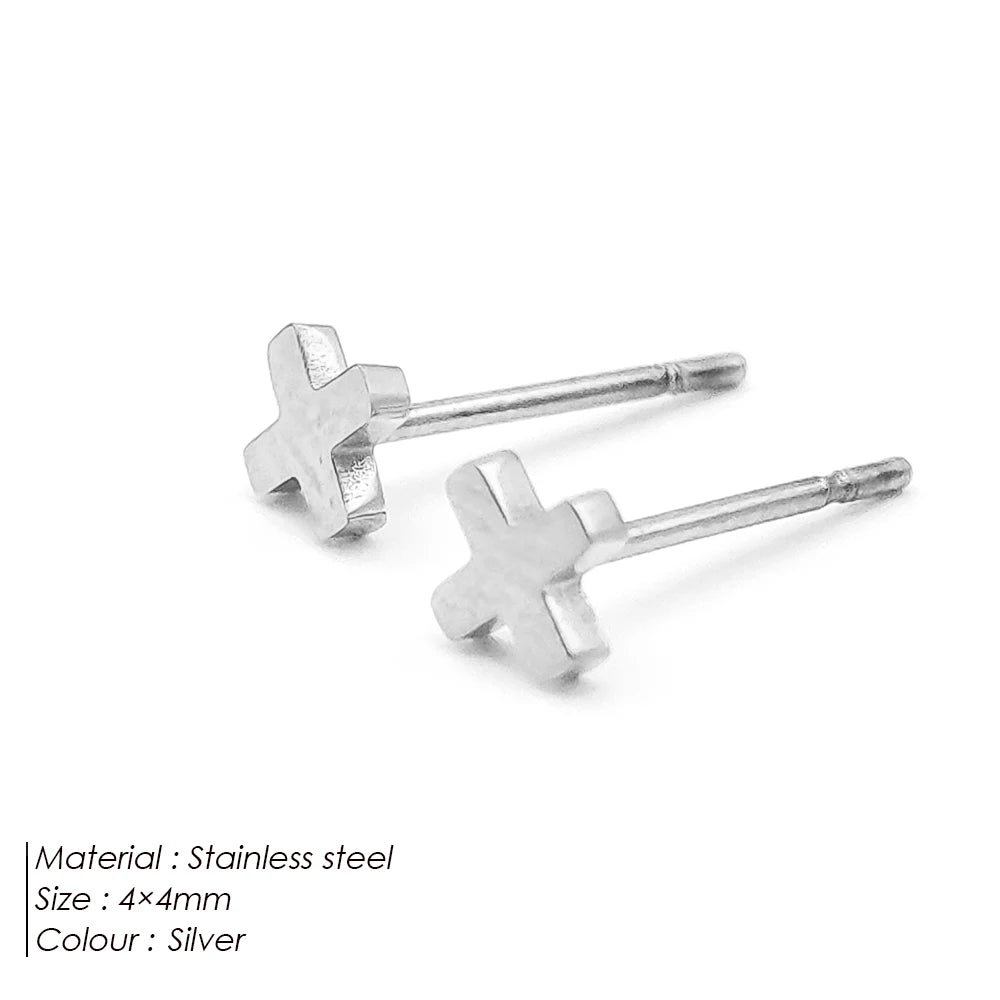 Modessie Girls Stainless Steel Stud Earrings for Women Office Small Round Earring Studs Minimalist Jewelry