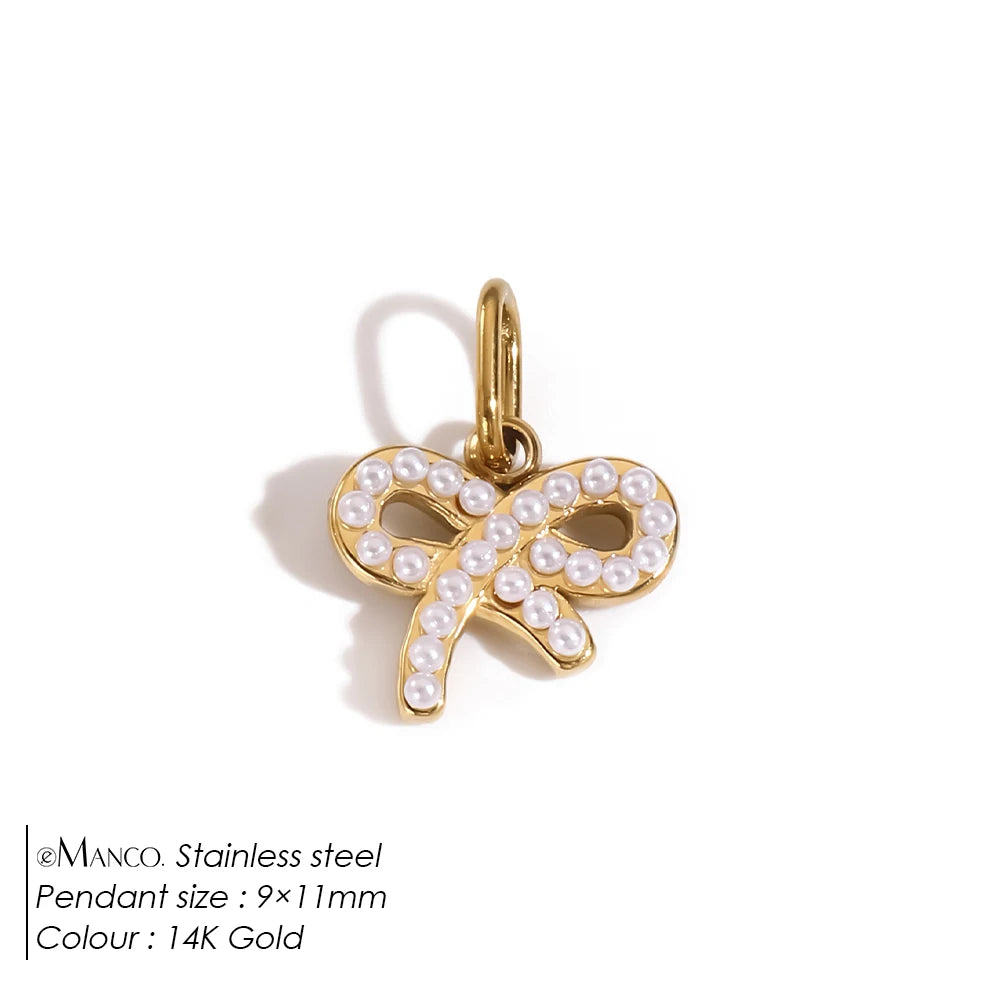 Modessie Stainless Steel Bow Charm Pendant for DIY Handmade Necklaces, Bracelets and Jewelry Making