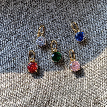 Modessie Stainless  Pendant Necklace Round Zircon Pendant Charms for Diy Necklace Bracelet Jewelry