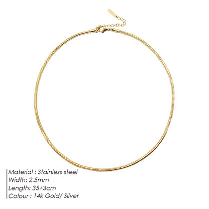 Modessie Snake Chain Choker Stainless Steel Necklace Minimalist Collar For Women Man Jewelry