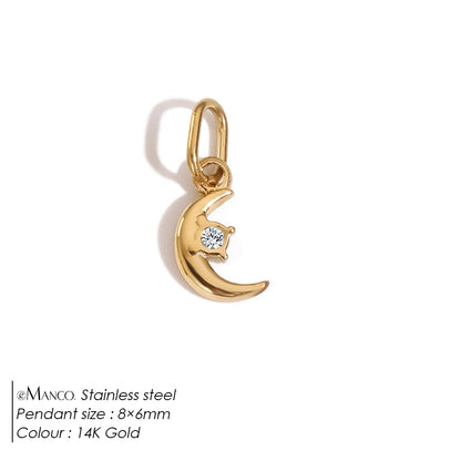 Modessie Star Sun Pendant Charms for Earrings Necklace Making Supplies Stainless Steel Gold-Plated  Diy