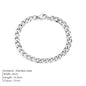 Modessie Silver Color Bracelets Men/ Women  Bracelet Classic Stainless Steel 4MM/6MM/8MM Trendy  Cuban Chain Bracelets