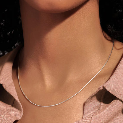 Modessie Silver Color Snake Chain Choker For Women Men Stainless Steel Necklace Minimalist Collar Jewelry  Party Gift