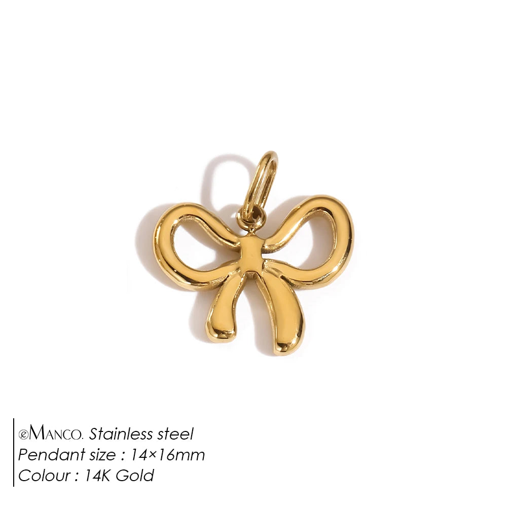 Modessie Stainless Steel Bow Charm Pendant for DIY Handmade Necklaces, Bracelets and Jewelry Making