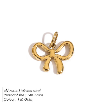 Modessie Stainless Steel Bow Charm Pendant for DIY Handmade Necklaces, Bracelets and Jewelry Making