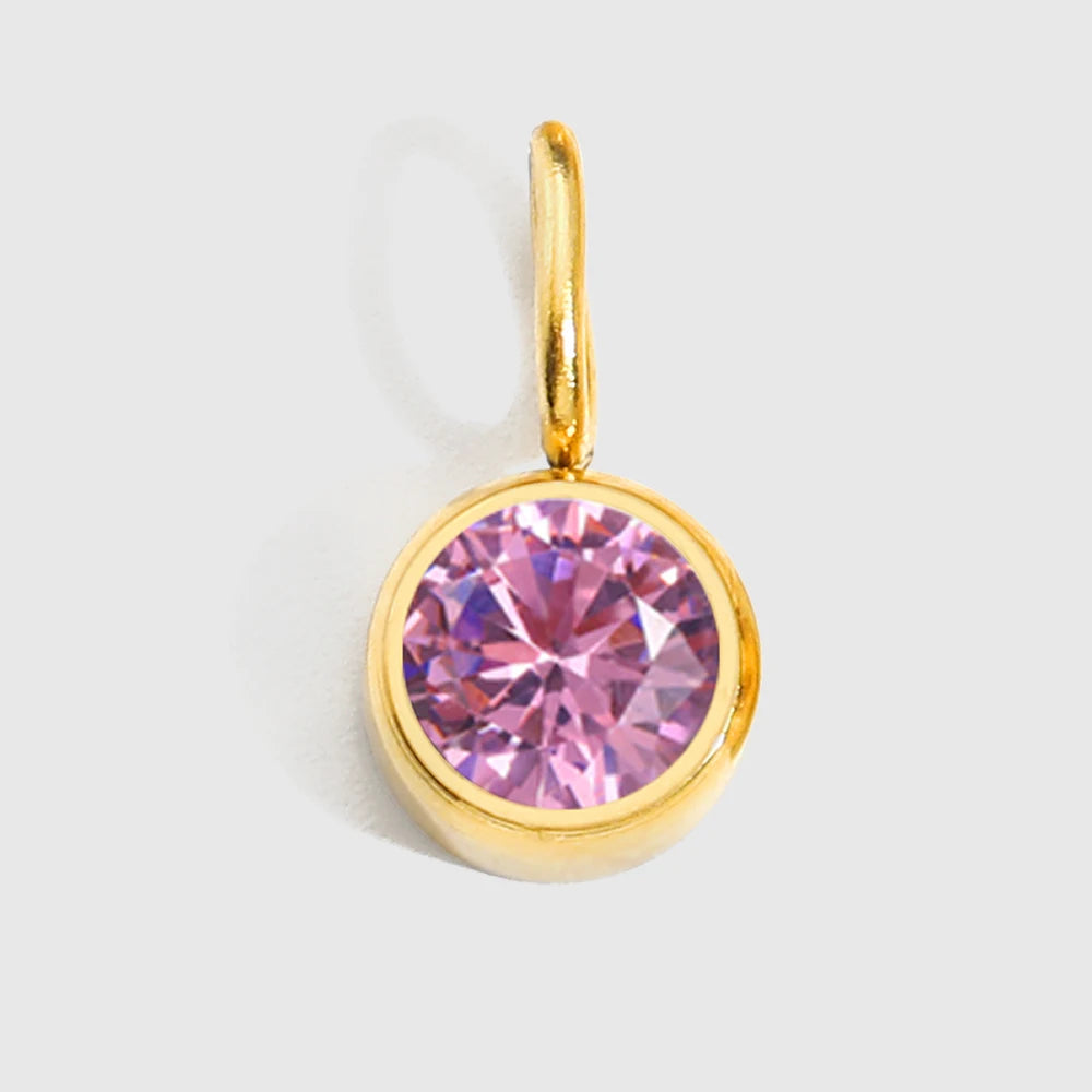 Modessie 12 Color Birthstone Pendant Month Zirconia Necklace Color Stone Accessories Birthday Gift