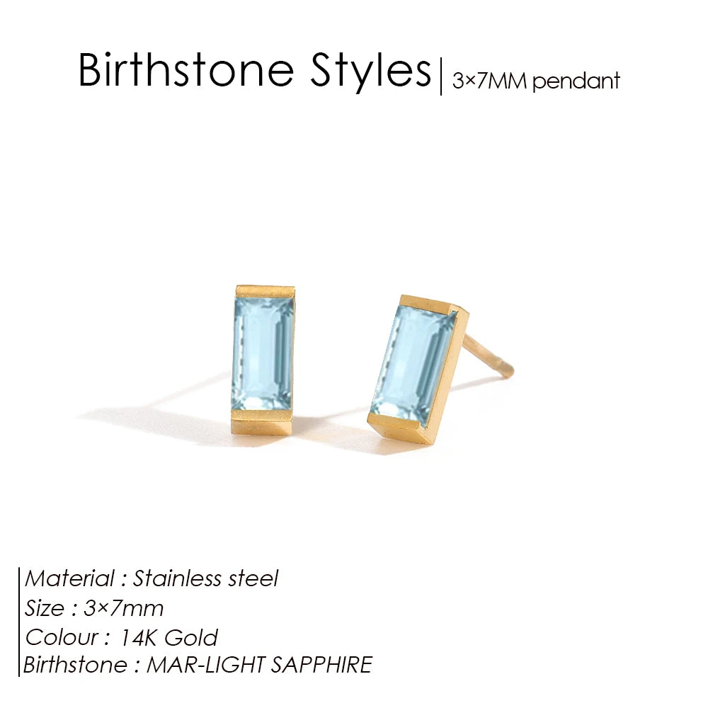 Modessie Stainless Steel Gold-Plated Colorful Birthstone Earrings High-end Rhinestone Jewelry