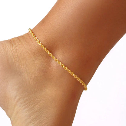 Modessie Rope Link Anklets Stainless Steel for Women Foot Accessorie Summer Beach Barefoot Sandals Bracelet Ankle Gifts