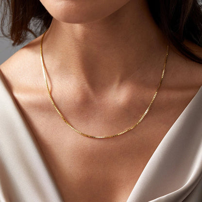 Modessie Men's Box Chain Necklace Stainless Steel Upgrade Lobster Clasp Adjustable Simple Short Accessories