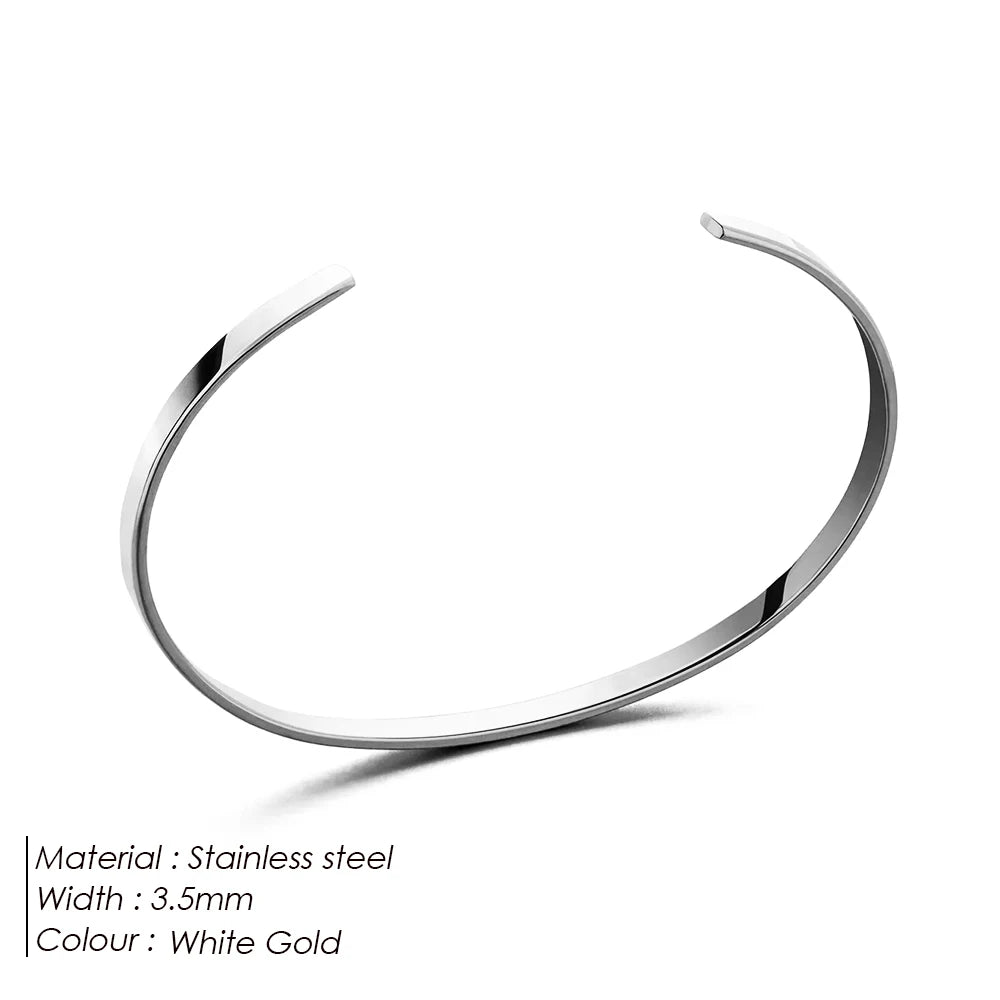 Modessie Simple Unisex Paragraph Cuff Stainless Steel Platinum Bracelet for Men's Light Luxury High Quality Simple Accessories
