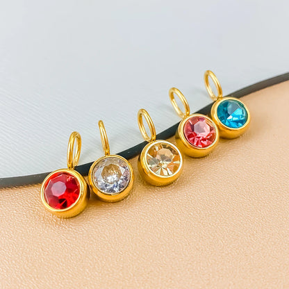 Modessie 12 Color Birthstone Pendant Month Zirconia Necklace Color Stone Accessories Birthday Gift