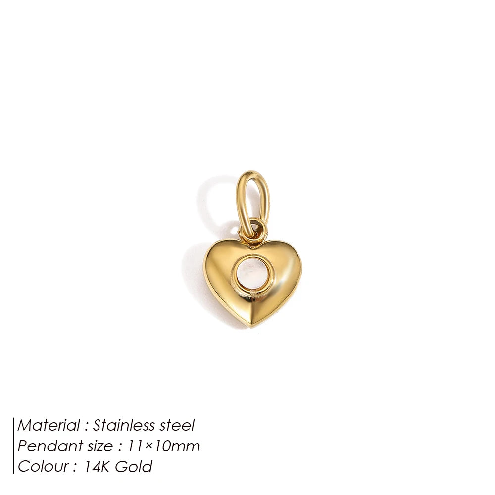 Modessie New Fashion Three-dimensional Tassel Heart Charm Pendant Stainless Steel Gold-Plated Necklace Homemade Accessories
