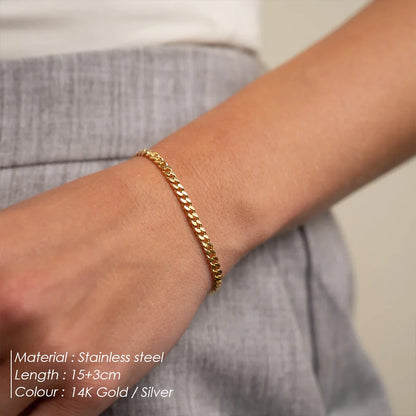 Modessie Classic Cuban Chain Gold-Plated/Silver-Plated Men's Bracelet Stainless Steel Upgraded Lobster Clasp Adjustable