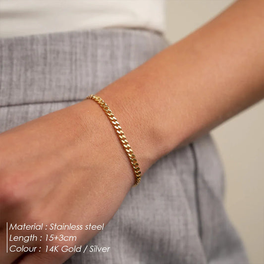 Modessie Classic Cuban Chain Gold-Plated/Silver-Plated Men's Bracelet Stainless Steel Upgraded Lobster Clasp Adjustable