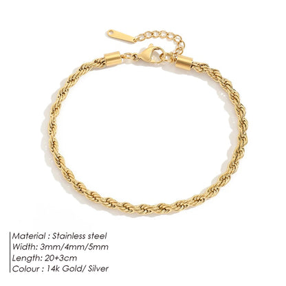 Modessie Rope Link Anklets Stainless Steel for Women Foot Accessorie Summer Beach Barefoot Sandals Bracelet Ankle Gifts