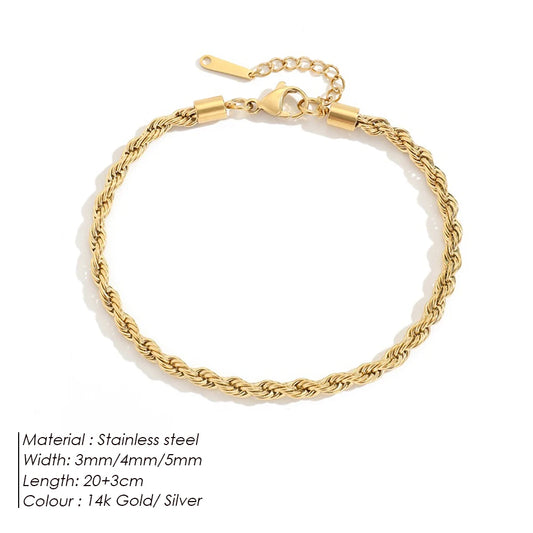 Modessie Rope Link Anklets Stainless Steel for Women Foot Accessorie Summer Beach Barefoot Sandals Bracelet Ankle Gifts