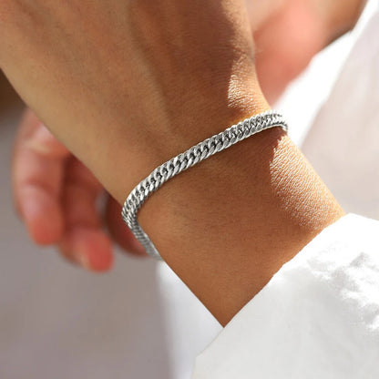 Modessie Silver Color Bracelets Men/ Women  Bracelet Classic Stainless Steel 4MM/6MM/8MM Trendy  Cuban Chain Bracelets