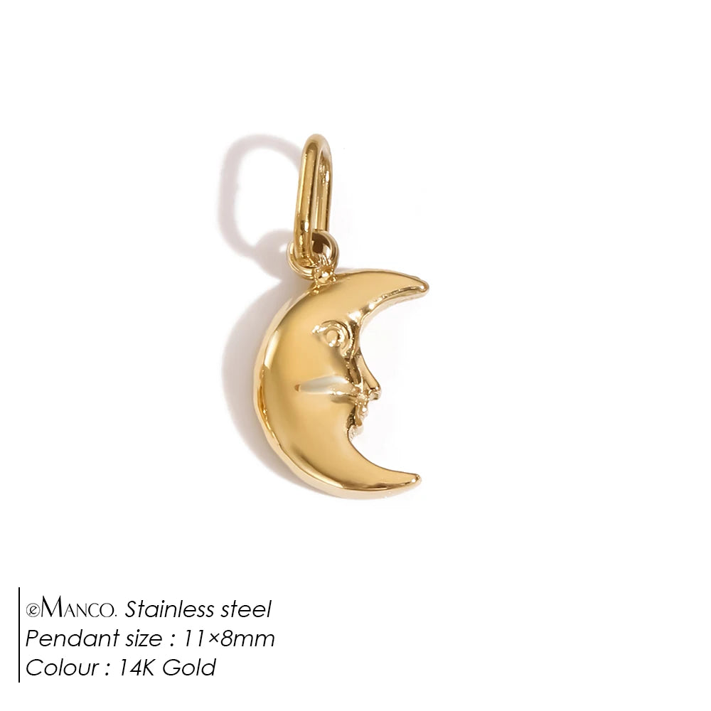 Modessie Star Sun Pendant Charms for Earrings Necklace Making Supplies Stainless Steel Gold-Plated  Diy