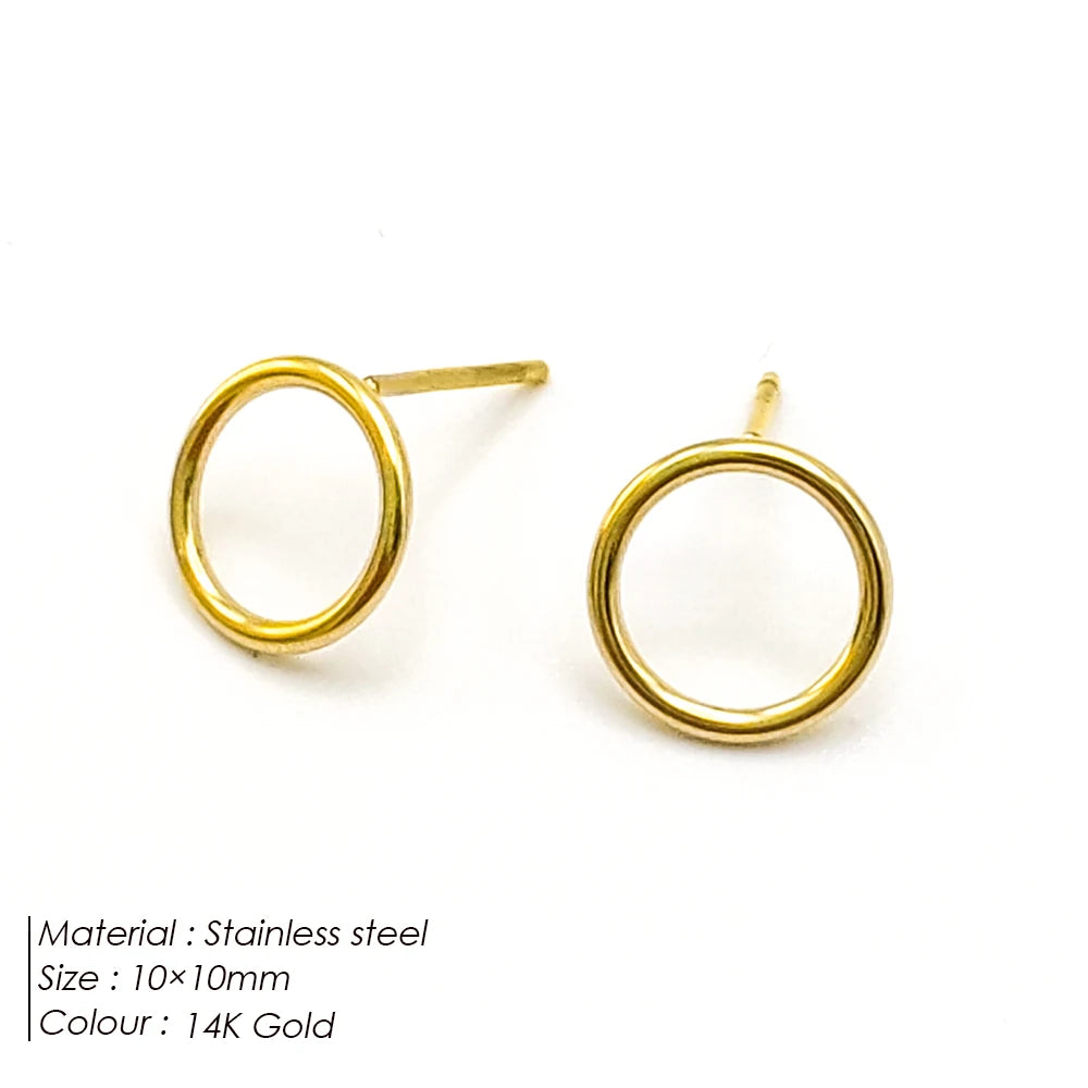 Modessie Girls Stainless Steel Stud Earrings for Women Office Small Round Earring Studs Minimalist Jewelry