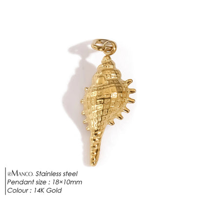 Modessie Fashion Marine Animals Charms Shell Fish Tail Hippocampus Japonicus Stainless Steel Pendants For Jewelry