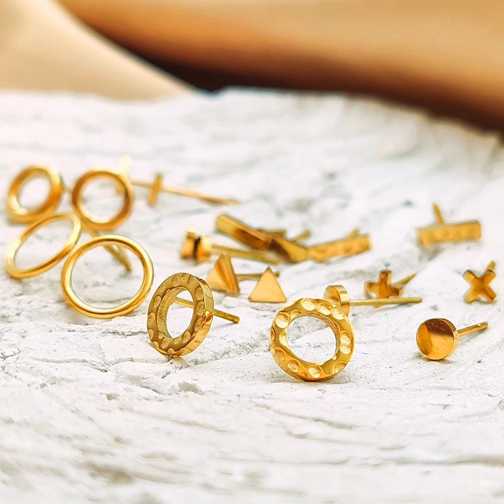 Modessie Girls Stainless Steel Stud Earrings for Women Office Small Round Earring Studs Minimalist Jewelry