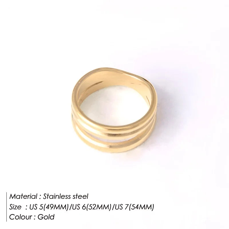 Modessie  Gold Color /Silver Color Geometric Multi-layer Line Ring for Women Elegant Jewelry