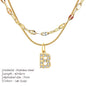 Modessie Double Stainless Steel Round Snake Chain Necklace Light Luxury Zirconia Alphabet Pendant A-Z High-end Fashion Jewelry