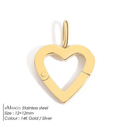 Modessie Stainless Steel Round Zirconia Heart Shape Mirror Polished Clasp for DIY Necklaces Bracelet Making