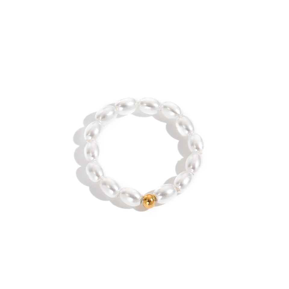 Imitation Pearl Minimalist Pearl Finger Ring White Round Pearl Ring