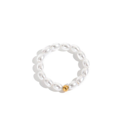 Imitation Pearl Minimalist Pearl Finger Ring White Round Pearl Ring