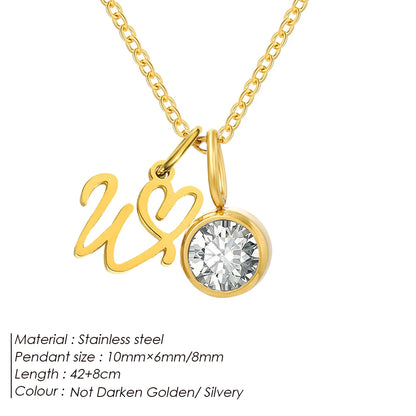 Modessie Light Luxury  Necklace Artistic Initials A-Z Pendant Ladies Minimalist Jewelry Gifts Stainless Steel Jewelry